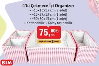 4’LÜ ÇEKMECE İÇİ ORGANİZER